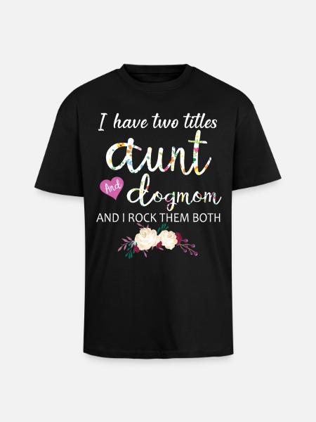 Täti ja koiraäiti, keinutan heitä molempia, kukkalahja - Paksu unisex oversize t-paita - musta