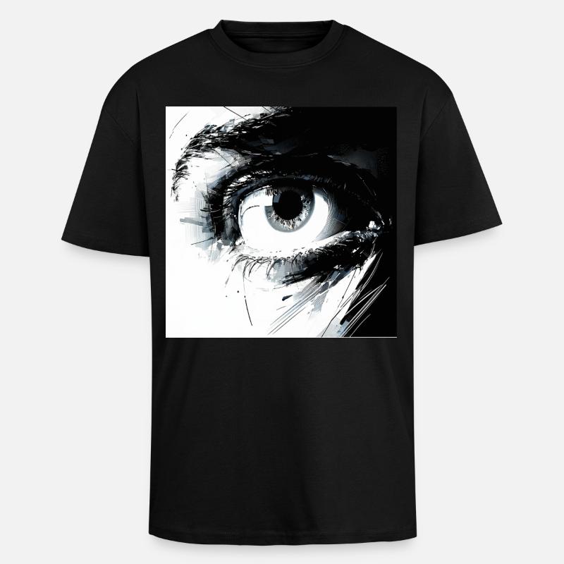 Œil abstrait en noir et blanc - T-shirt unisexe oversize épais - noir