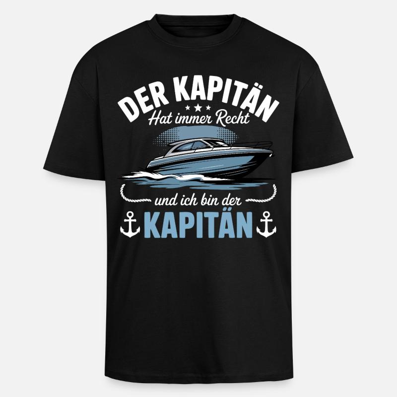 Kapitän Boot Bootsführerschein - Oversized Heavyweight Unisex T-Shirt - Schwarz