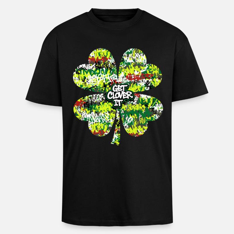 Graffiti Kleeblatt - Oversized Heavyweight Unisex T-Shirt - Schwarz