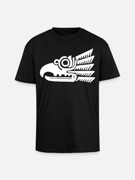 White tribal bird head - Unisex Oversized Heavyweight T-shirt - black