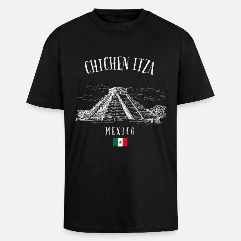 Pyramide de Chichen Itza, Mexique - T-shirt unisexe oversize épais - noir