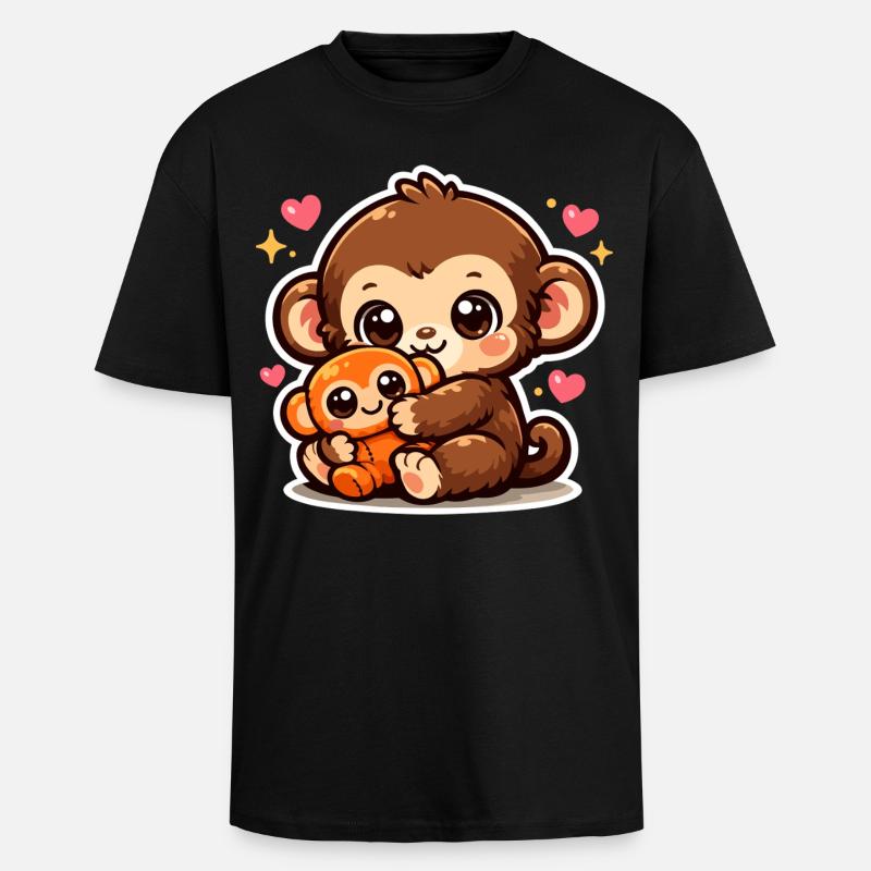 punch the monkey japan - Oversized Heavyweight Unisex T-Shirt - Schwarz