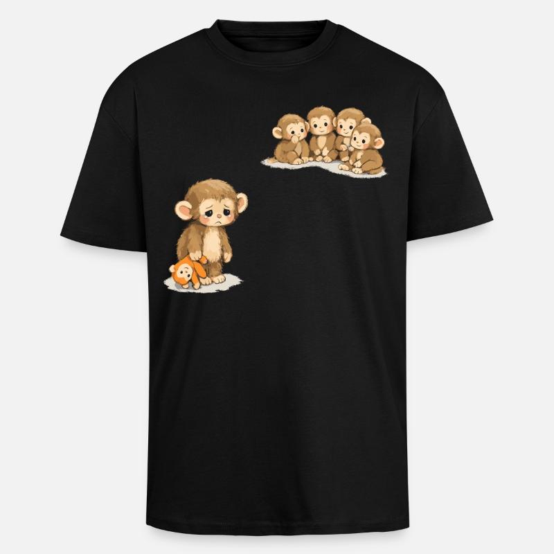 Baby Monkey Punch - Viral Sad Monkey - Unisex Oversized Heavyweight T-shirt - black