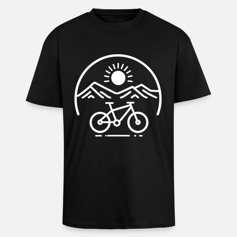 Mountain Panorama Bicycle Logo - Unisex Oversized Heavyweight T-shirt - black