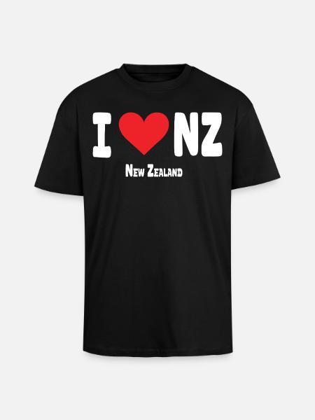 Ich liebe Neuseeland - Oversized Heavyweight Unisex T-Shirt - Schwarz