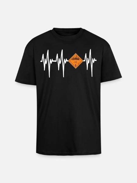 Heartbeat Pyro Danger - Unisex Oversized Heavyweight T-shirt - black