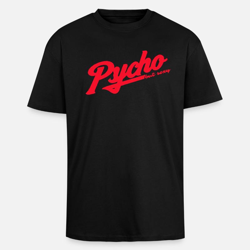 Psycho Retro Script Logo - Oversized Heavyweight Unisex T-Shirt - Schwarz