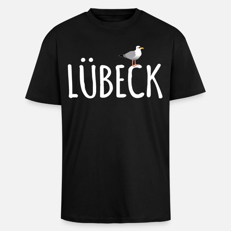 Lübeck Möwe - Oversized Heavyweight Unisex T-Shirt - Schwarz