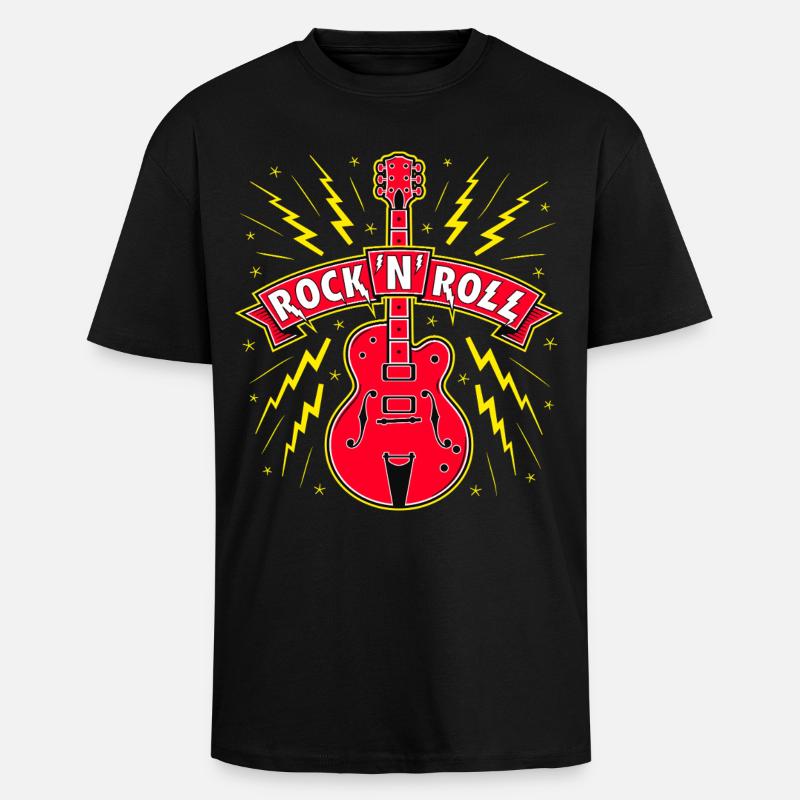 Guitar Rock 'N' Roll Banner - Oversized Heavyweight Unisex T-Shirt - Schwarz
