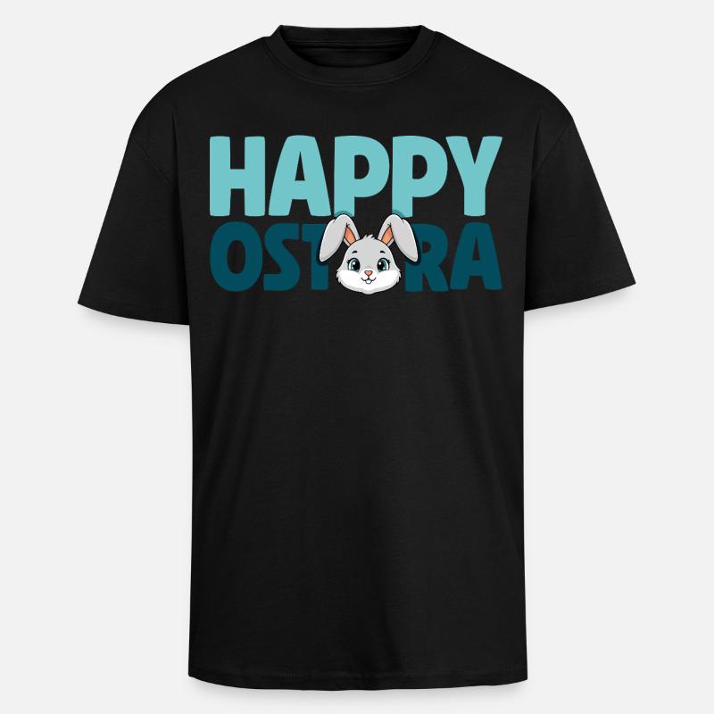 Happy Ostara Rabbit Bunny Easter Ostara - Unisex Oversized Heavyweight T-shirt - black