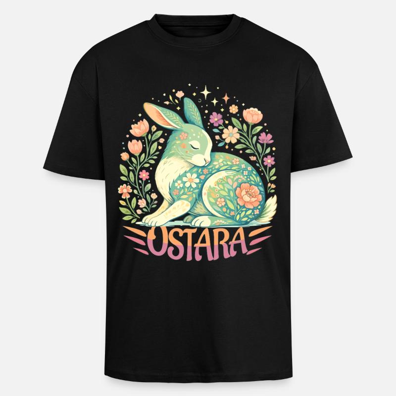 Bénédictions d’Ostara Joyeuses Pâques Lapin Ostara - T-shirt unisexe oversize épais - noir