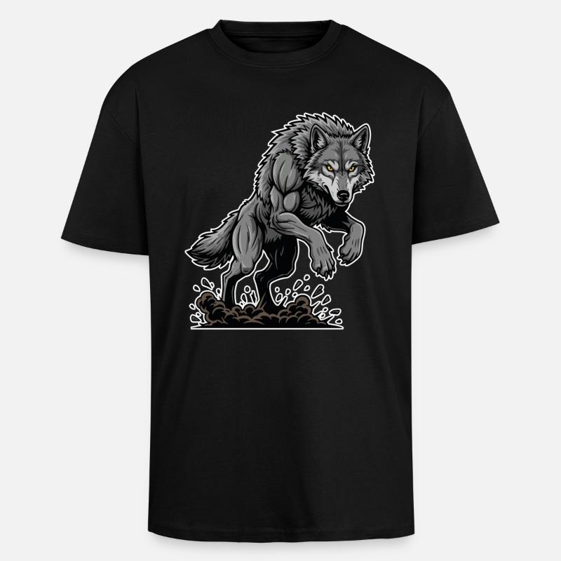 Werwolf Mighty Racing Maskottchen Wolf - Oversized Heavyweight Unisex T-Shirt - Schwarz
