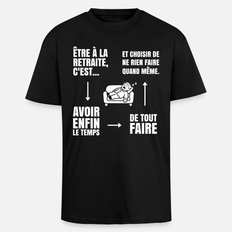 Die Kunst des Nichtstuns (weißer Text) - Oversized Heavyweight Unisex T-Shirt - Schwarz