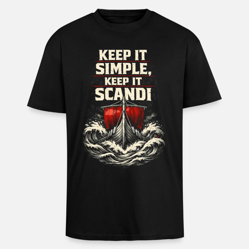 Viking scandinave Keep It Scandi - T-shirt unisexe oversize épais - noir