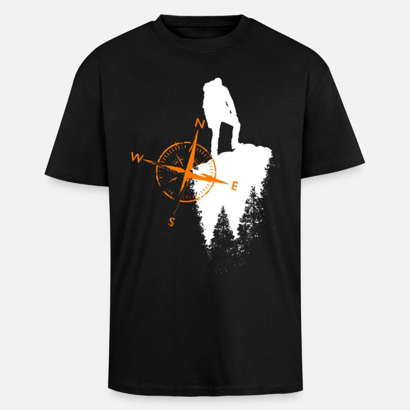 Motif de vagabond avec compa - T-shirt unisexe oversize épais - noir