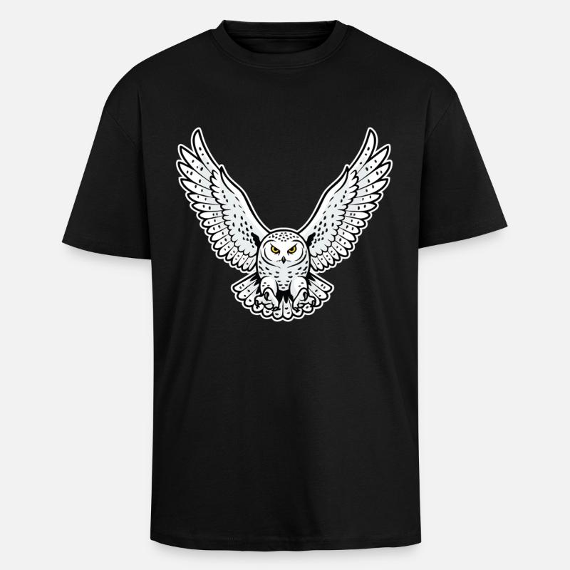 Schneeeule fliegende Angriffseule Haustiereule - Oversized Heavyweight Unisex T-Shirt - Schwarz