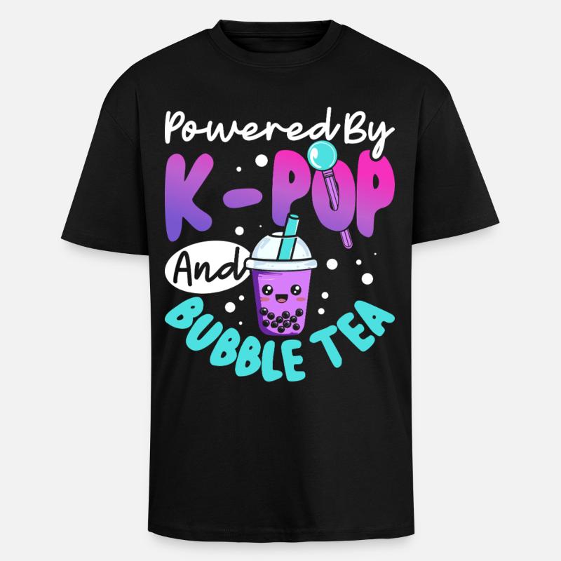 Alimentato da bubble tea K-pop - T-shirt unisex oversize pesante - nero
