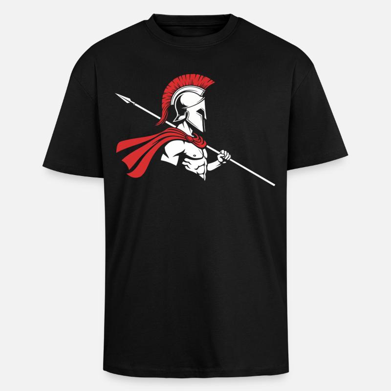 Spartan Profile Spear Logo Maskottchen Krieger - Oversized Heavyweight Unisex T-Shirt - Schwarz
