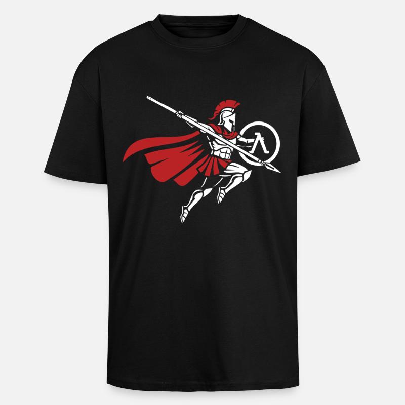 Spartan Spear Jump Maskottchen Spartan Strike - Oversized Heavyweight Unisex T-Shirt - Schwarz