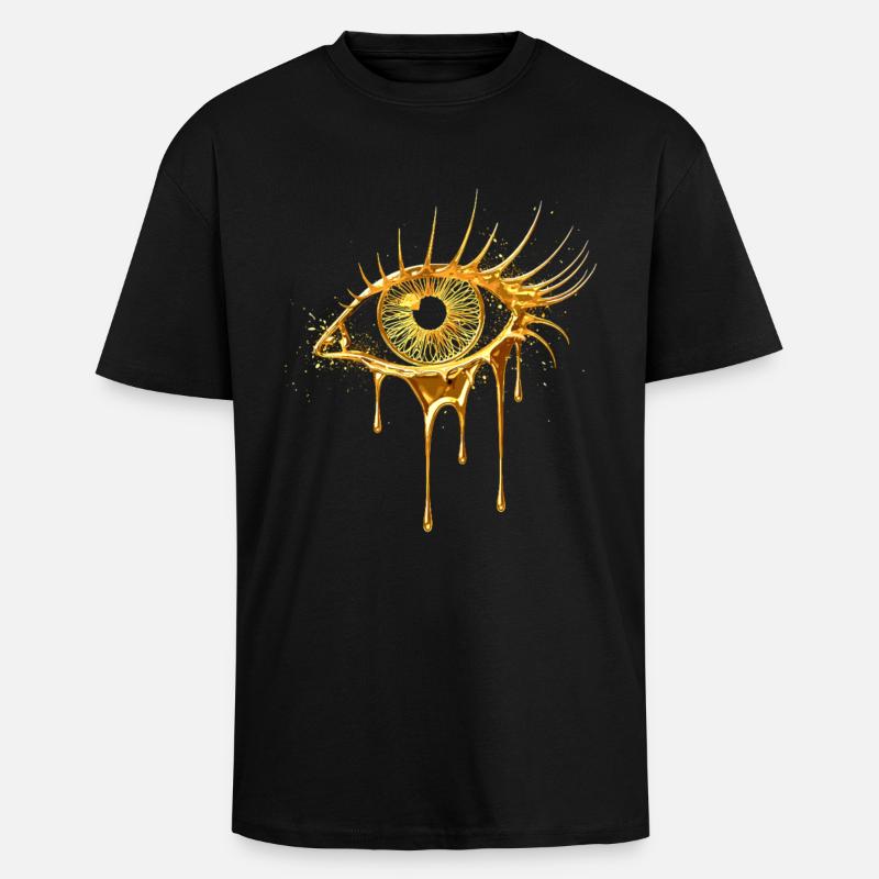 Regard d’œil doré - T-shirt unisexe oversize épais - noir
