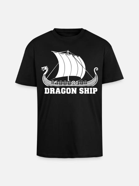 Drakkar-Drachen-Schiff Wikinger-Norse-Schiff - Oversized Heavyweight Unisex T-Shirt - Schwarz