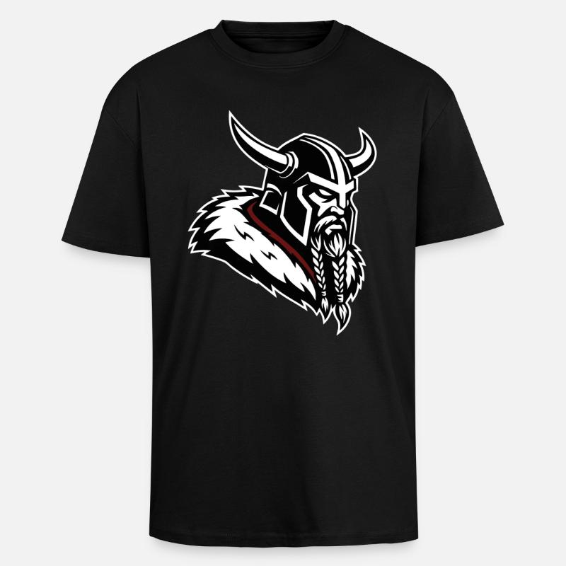 Wikinger-Eroberer, nordisches Maskottchenprofil Krieger - Oversized Heavyweight Unisex T-Shirt - Schwarz