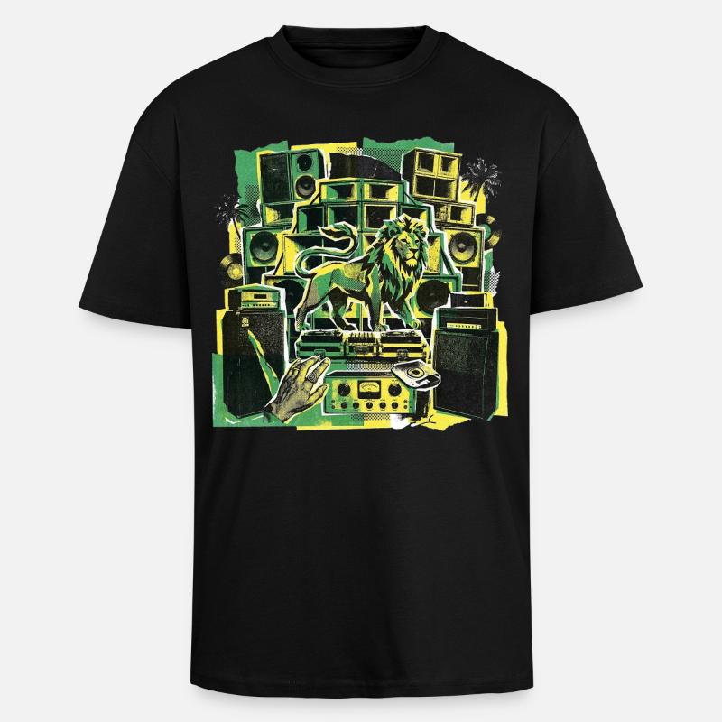 Roots Dub Reggae Soundsystem - Oversized Heavyweight Unisex T-Shirt - Schwarz