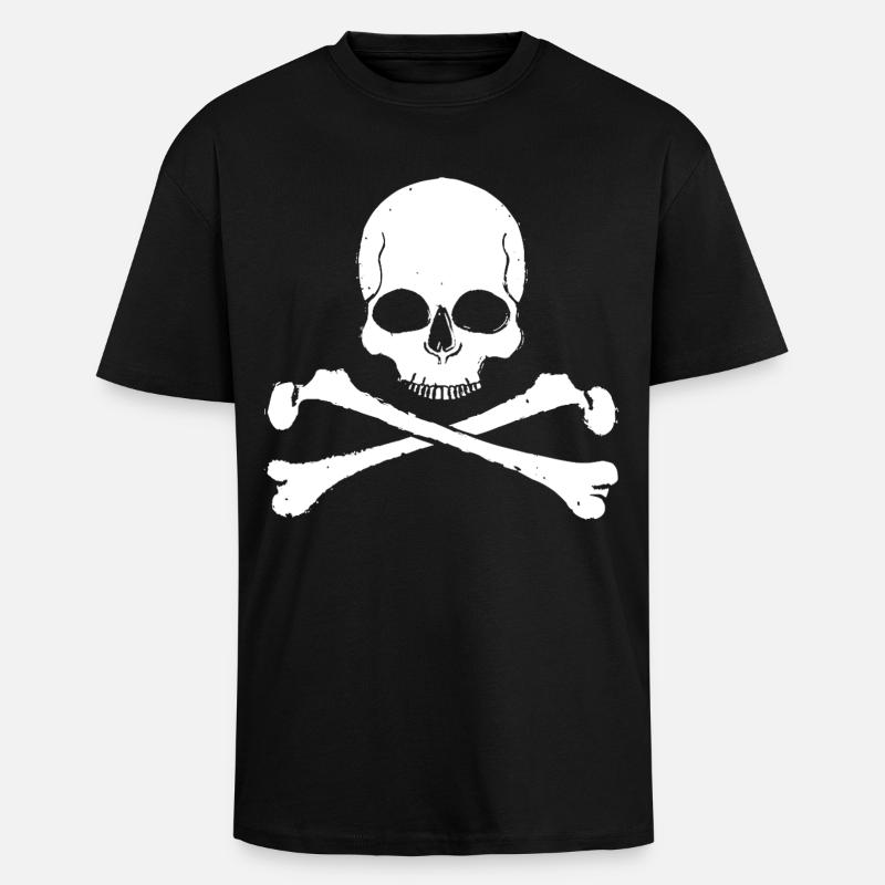 Skull Cross Pattern Skull - Unisex Oversized Heavyweight T-shirt - black
