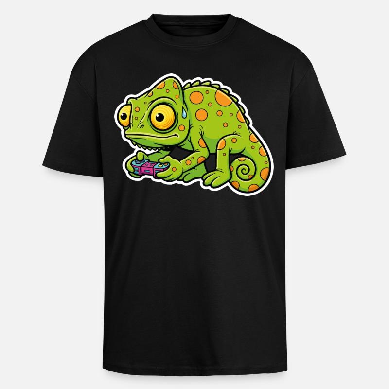 Chameleon Gamer Controller Videospiel-Maskottchen - Oversized Heavyweight Unisex T-Shirt - Schwarz