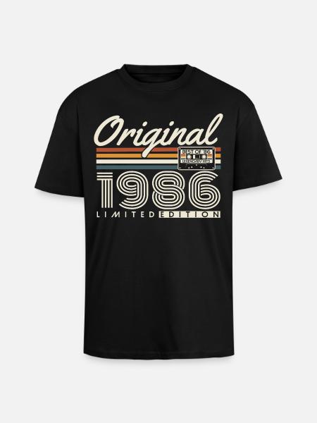 1986 Vintage Vintage Retro Birthday Gift - Unisex Oversized Heavyweight T-shirt - black