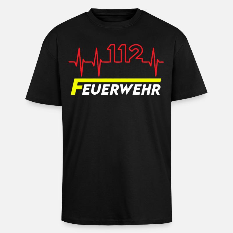 Feuewehr 112 - Oversized Heavyweight Unisex T-Shirt - Schwarz