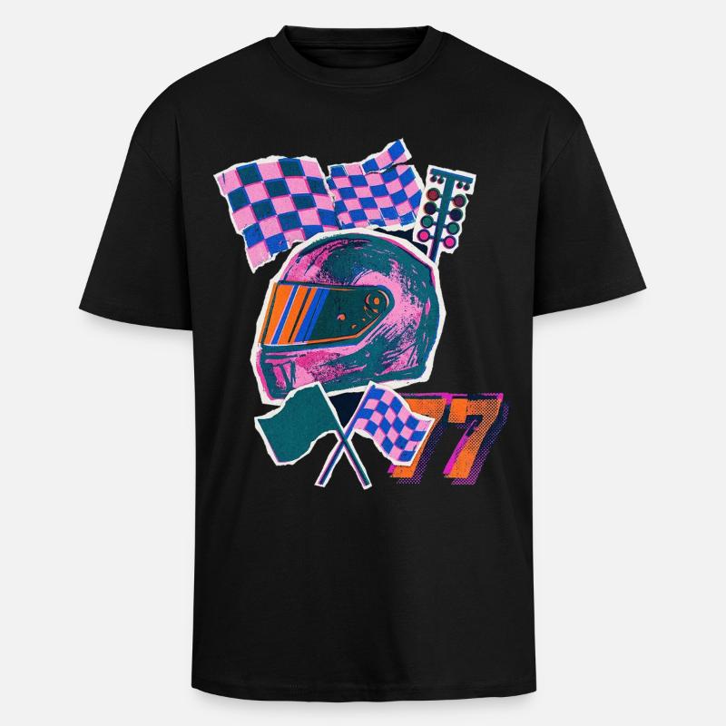 Retro Wave Driver - Oversized Heavyweight Unisex T-Shirt - Schwarz
