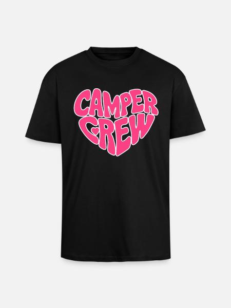 Camper Crew Herz Pink Bubbel - Oversized Heavyweight Unisex T-Shirt - Schwarz