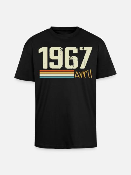 Né en avril 1967 - T-shirt unisexe oversize épais - noir