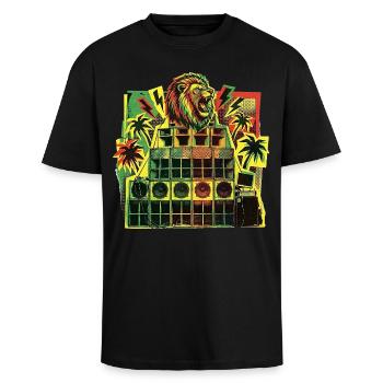 Jungle Dancehall Sound System - Unisex Oversized Heavyweight T-shirt - black - Front - Alina (178cm) & Michal (187cm)