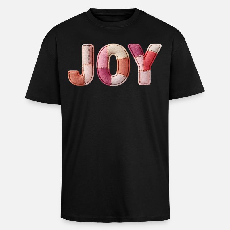 Joy Freude Patchwork Geschenk Frauen - Oversized Heavyweight Unisex T-Shirt - Schwarz