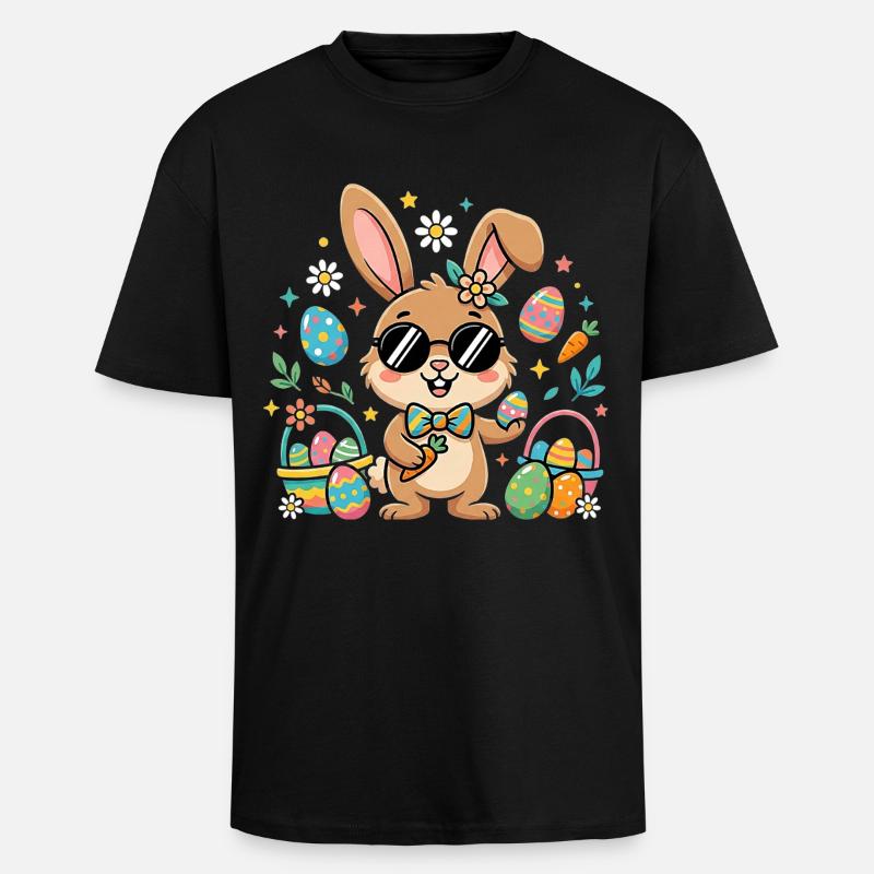 Frohe Ostern Cooler Hase - Oversized Heavyweight Unisex T-Shirt - Schwarz