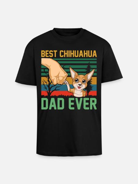Best Chihuahua Dad Ever Retro Tee - Unisex Oversized Heavyweight T-shirt - black