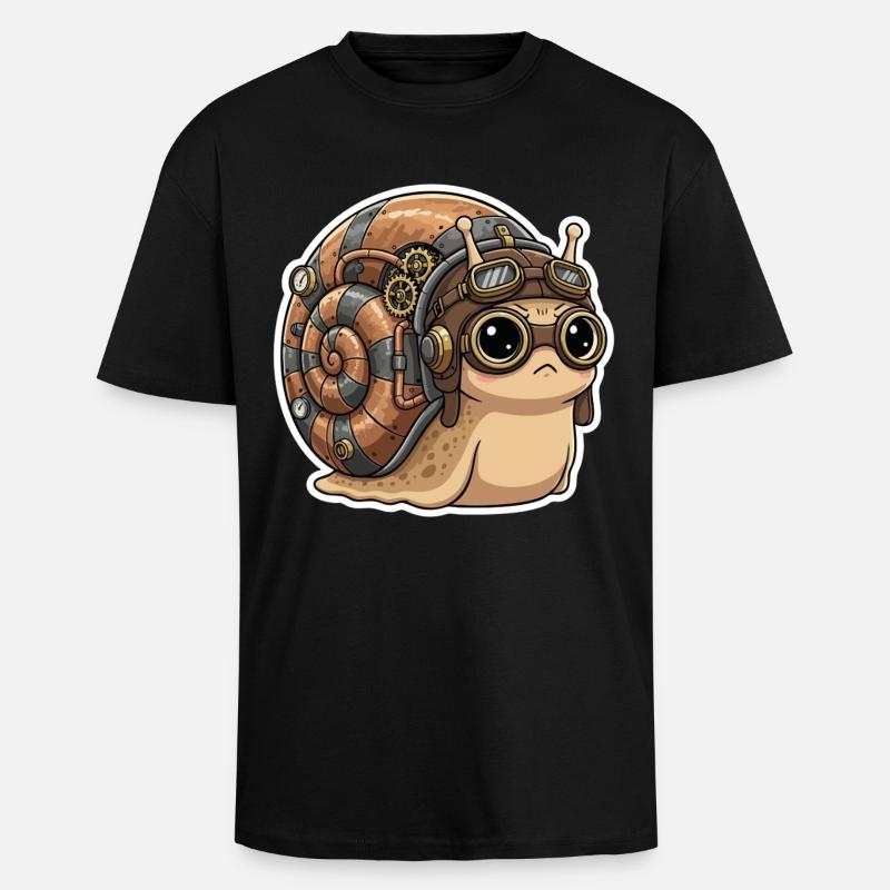 Snail Aviator Steampunk Shell Copper - Oversized Heavyweight Unisex T-Shirt - Schwarz