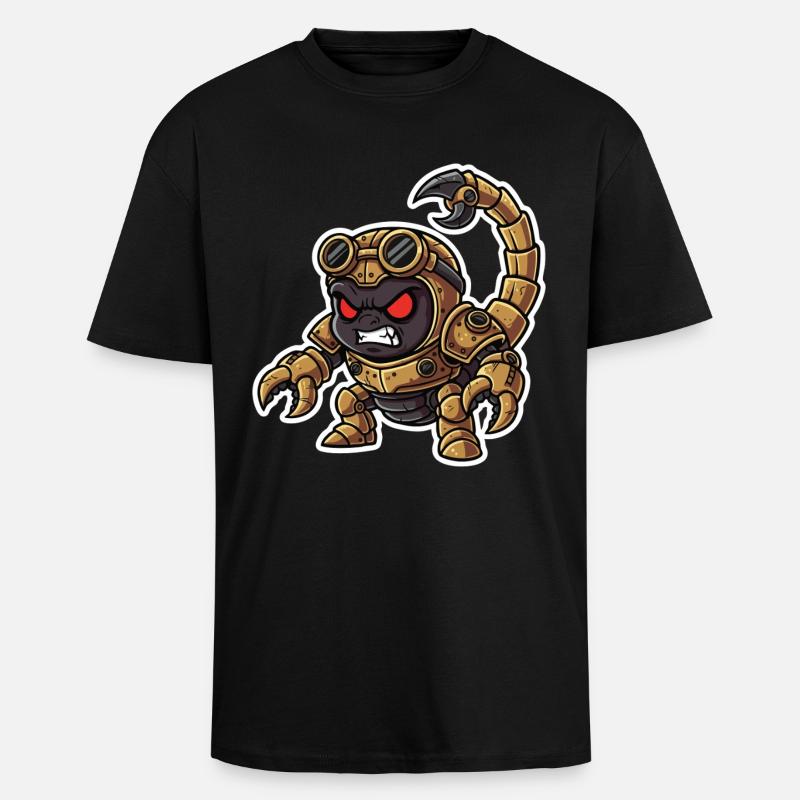Skorpion Bionic Steampunk Krieger Messingnieten - Oversized Heavyweight Unisex T-Shirt - Schwarz