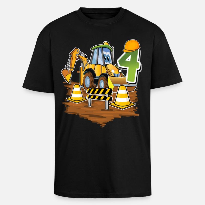 4e anniversaire des 4 excavateurs - T-shirt unisexe oversize épais - noir