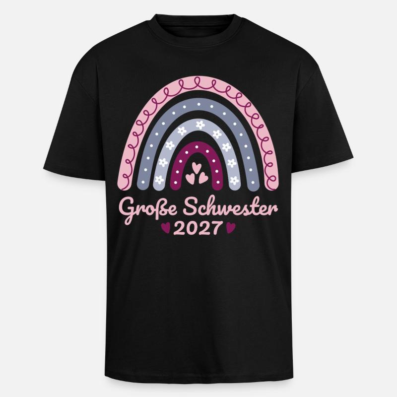 Große Schwester 2027 Boho Regenbogen pastell - Oversized Heavyweight Unisex T-Shirt - Schwarz