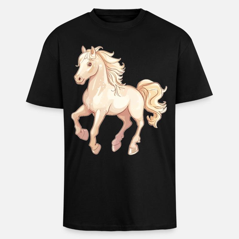 Pferd - Oversized Heavyweight Unisex T-Shirt - Schwarz