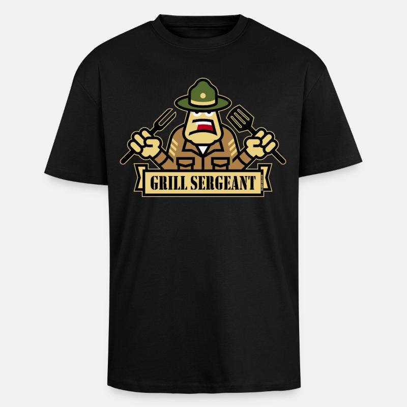 Grillsergeant (Grillning / BBQ / Grill / Utl) - Unisex oversized t-shirt i kraftig kvalitet - svart