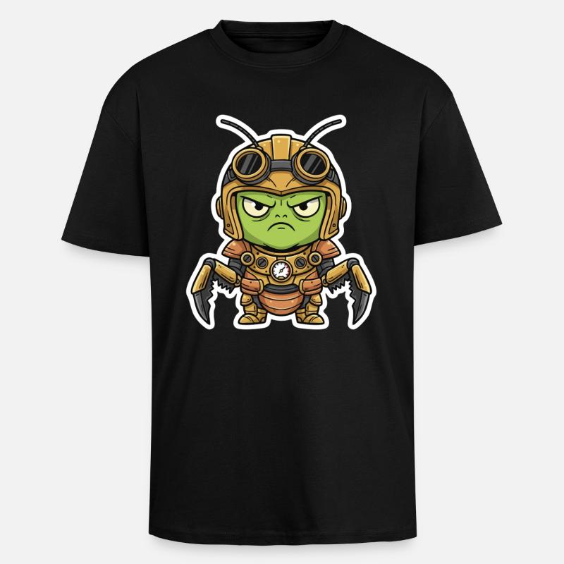 Locust Engineer Steampunk Armor Brass - Unisex Oversized Heavyweight T-shirt - black