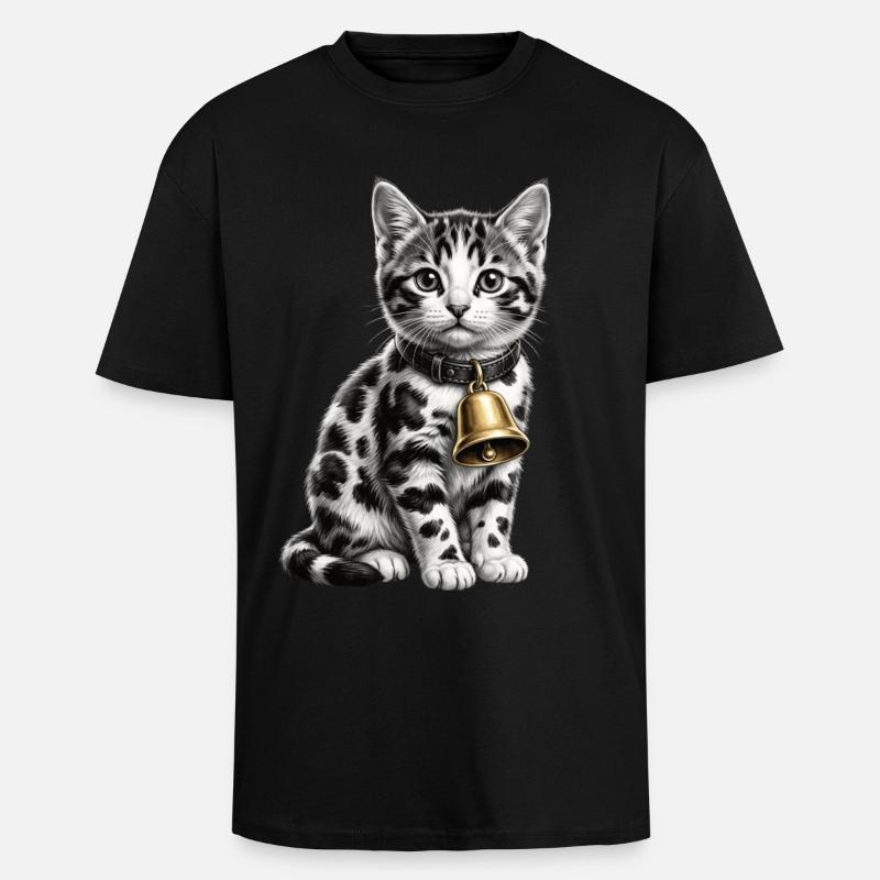 Funny Mixed Cat Cow Pattern - Unisex Oversized Heavyweight T-shirt - black