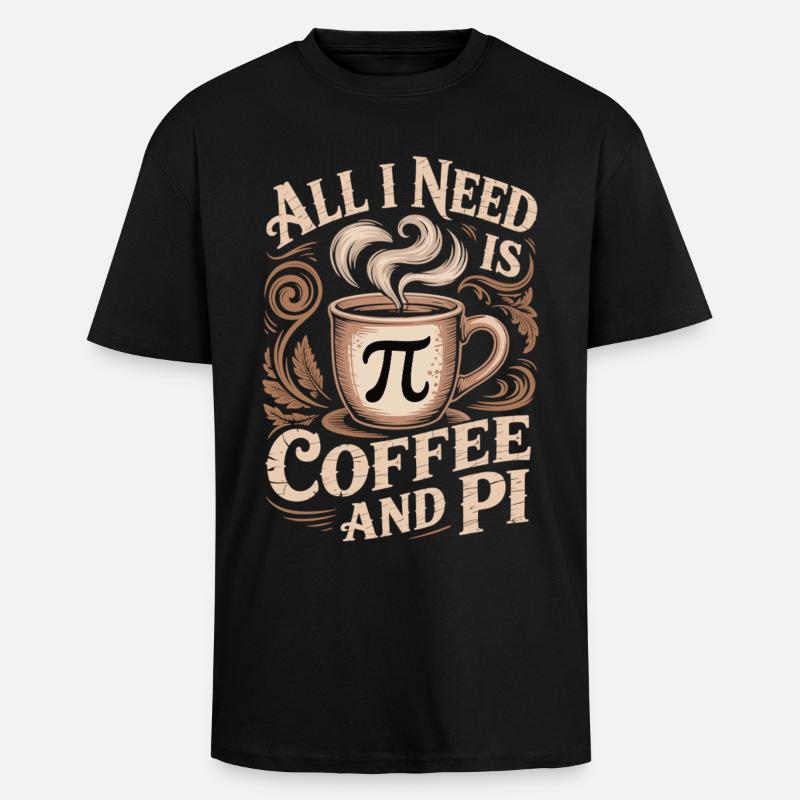 Math Coffee T-Shirt Pi Symbol Nerd Gift - Heavy Oversized T-Shirt - black