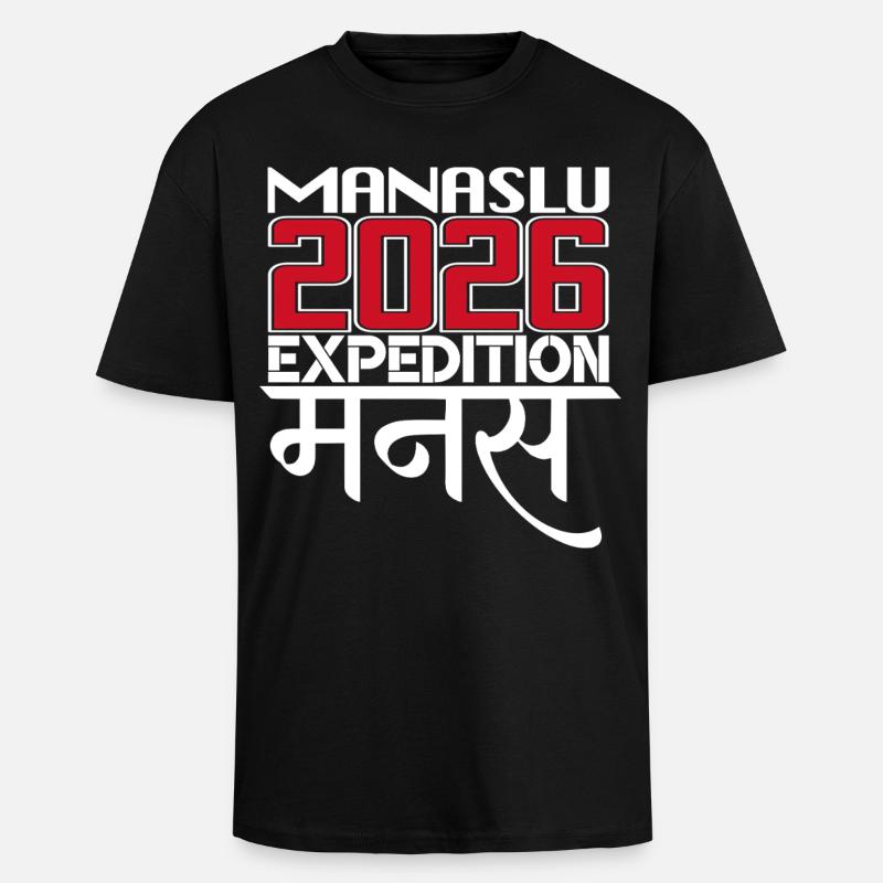 Manaslu - Oversized Heavyweight Unisex T-Shirt - Schwarz