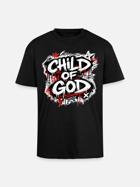 Child of God Graffiti Lettering - Unisex Oversized Heavyweight T-shirt - black
